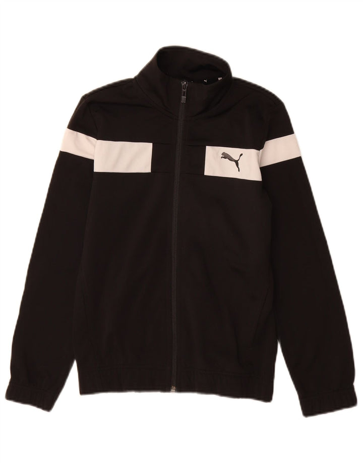 Puma Boys Tracksuit Top Jacket 9-10 Years Black Colourblock Polyester