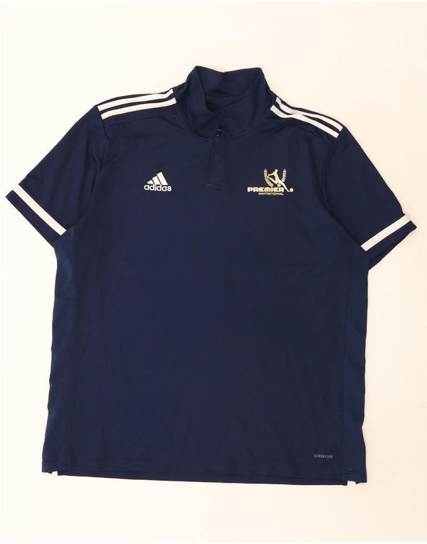 Polo Adidas Aeroready Graphic da uomo 2XL Blu Navy Colourblock