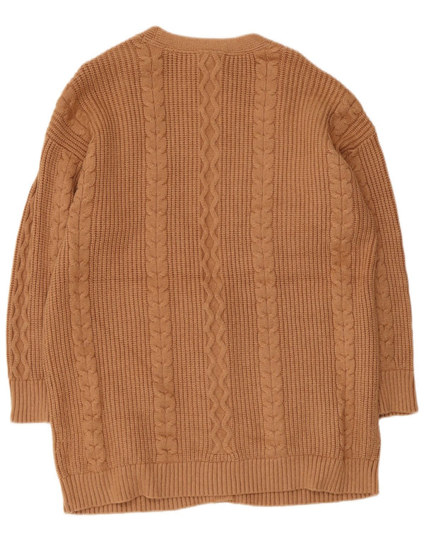 Γυναικείο πουλόβερ Dkny 3/4 μανίκια ζακέτα UK 18 XL μπεζ βισκόζη