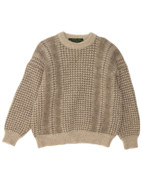 Killarney Mens Boat Neck Jumper Sweater UK 40 Medium Beige New Wool