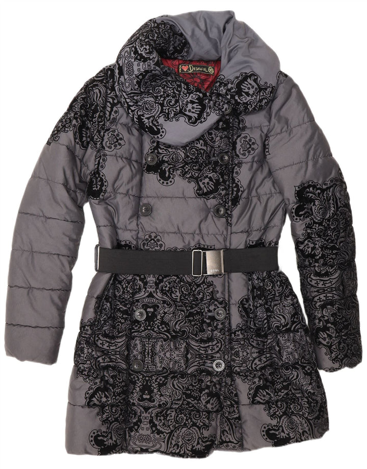 Cappotto imbottito doppiopetto da donna Desigual EU 38 Grigio medio floreale