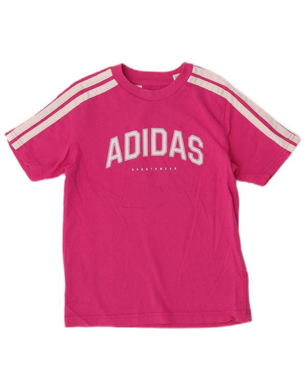 Adidas Mädchen T-Shirt mit normaler Grafik, 7–8 Jahre, Rosa, Baumwolle