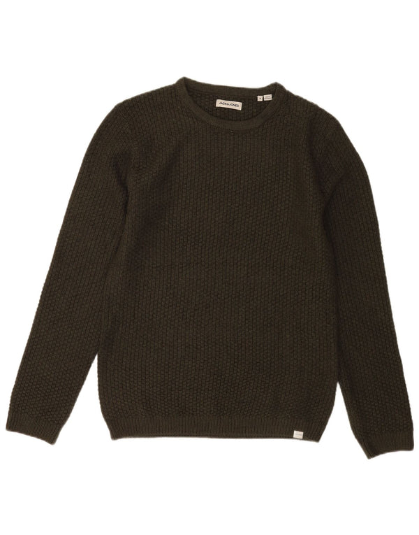 Jack & Jones Mens Crew Neck Jumper Sweater Small Khaki Acrylic