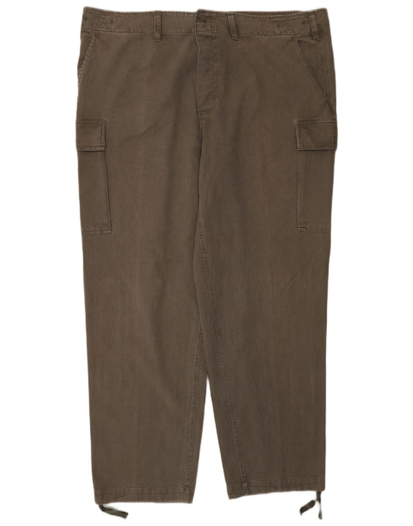Vintage Herre Straight Cargo Bukser IT 60 5XL W52 L34 Khaki Bomuld