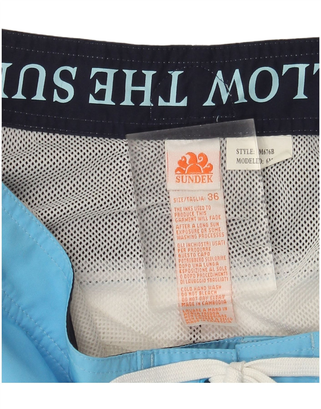 SUNDEK Mens Graphic Swimming Shorts Large  Blue Colourblock Polyester
