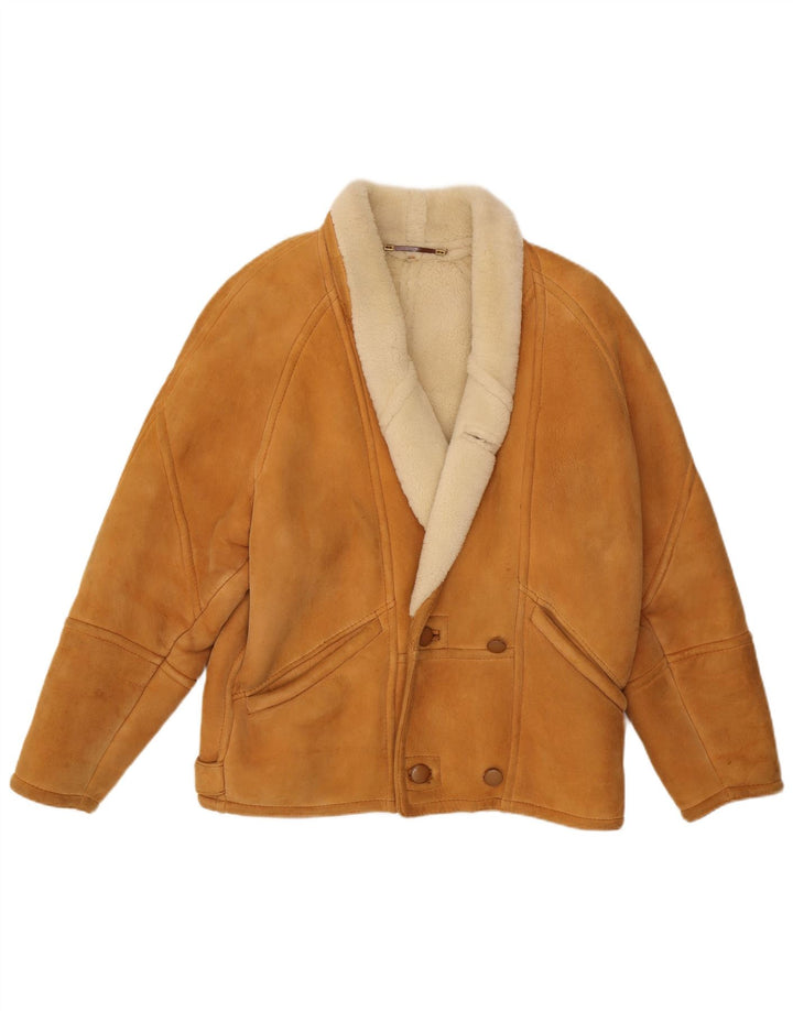 Vintage herre dobbeltradet shearling jakke UK 42 XL Beige