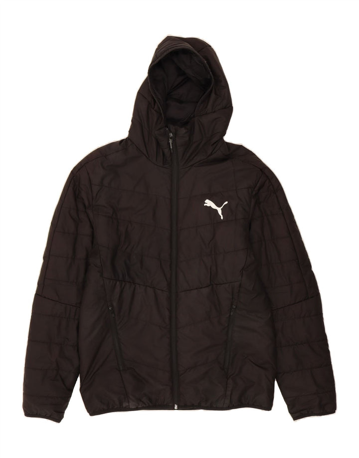 PUMA Mens Hooded Padded Jacket UK 38 Medium Black Polyester Vintage Puma and Second-Hand Puma from Messina Hembry 