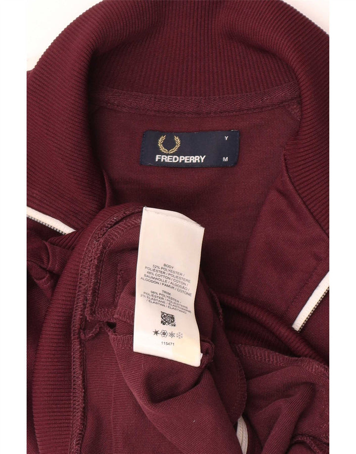 Fred Perry Boys træningsdragt topjakke 9-10 år Medium Maroon Colourblock