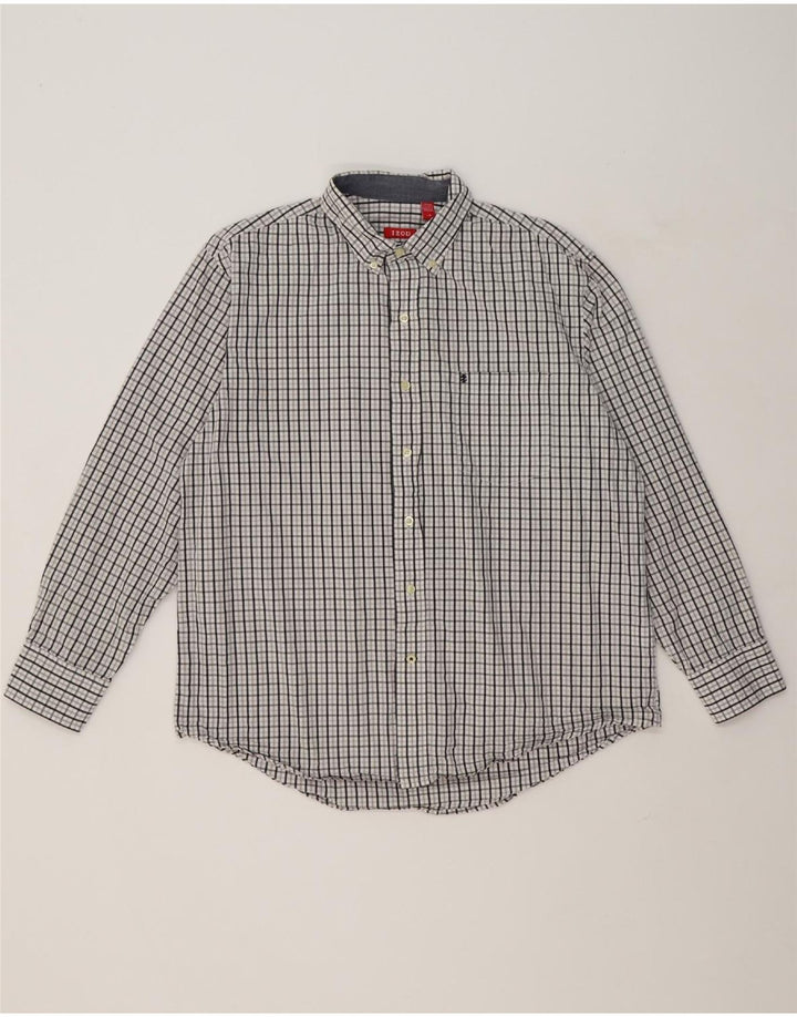 IZOD Mens Grant Fit Shirt Large White Check Cotton Vintage Izod and Second-Hand Izod from Messina Hembry 