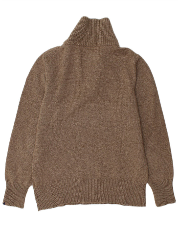 SUN68 Mens Shawl Neck Jumper Sweater Large Brown Wool