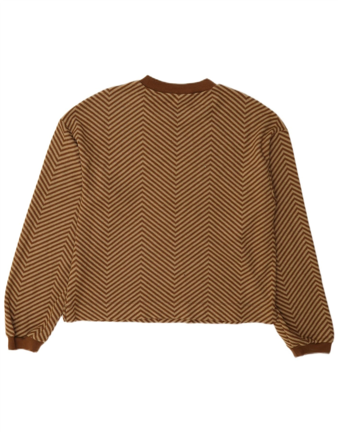 Marks & Spencer Damen-Pullover mit Rundhalsausschnitt, UK 12, Mittelbraun, Chevron