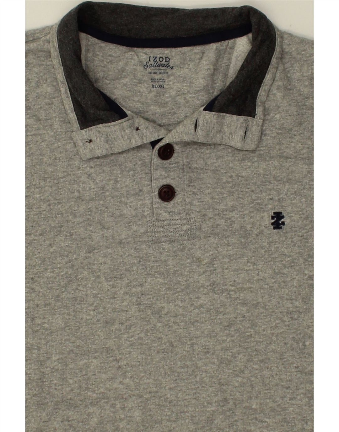 IZOD Mens Salt Water Button Neck Sweatshirt Jumper XL Grey Cotton Vintage Izod and Second-Hand Izod from Messina Hembry 