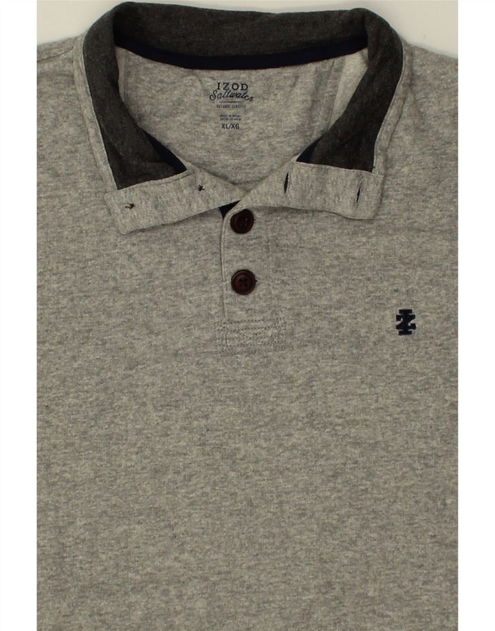IZOD Mens Salt Water Button Neck Sweatshirt Jumper XL Grey Cotton Vintage Izod and Second-Hand Izod from Messina Hembry 