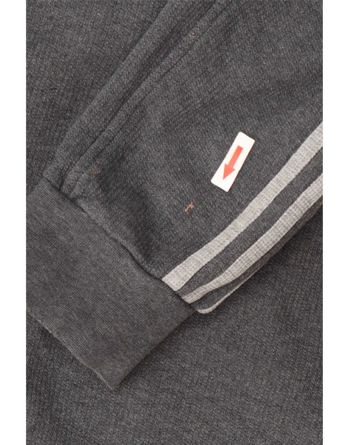 Adidas Pull à capuche zippé pour homme en coton gris moyen