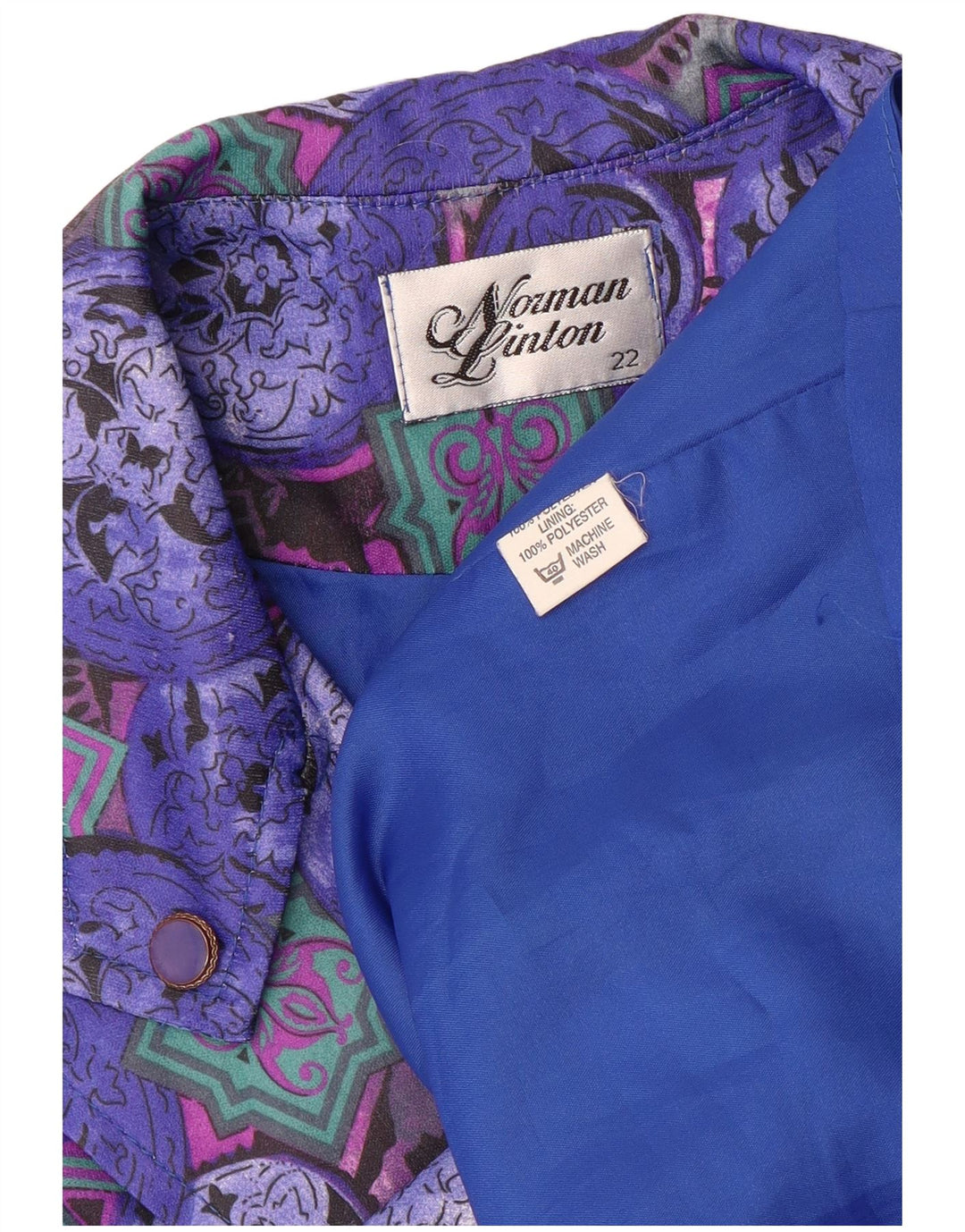 NORMAN LINTON Womens 2 Button Blazer Jacket UK 18 XL Purple Patchwork