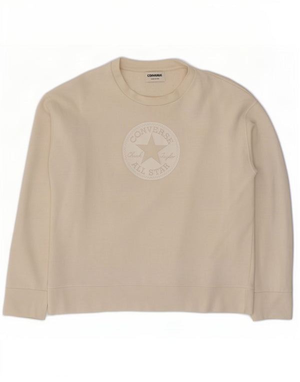 Converse Womens Graphic Sweatshirt Jumper UK 14 Medium Off White