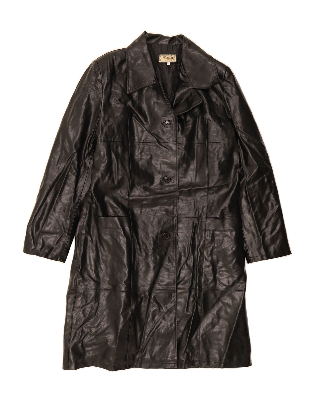 DALLAS Womens Leather Coat UK 18 XL Black Leather Vintage Dallas and Second-Hand Dallas from Messina Hembry 