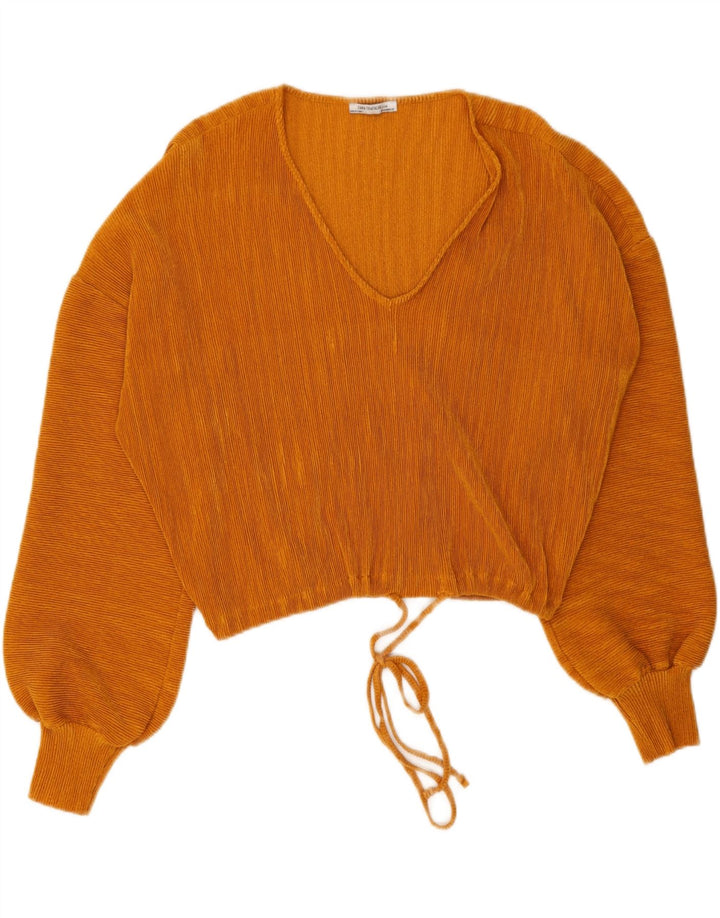 Zara Dame Trafaluc Crop Batwing Bluse Top UK 14 Medium Orange Polyester