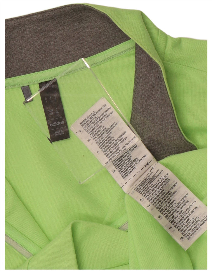 Adidas Mens Zip Neck Pullover Tracksuit Top Large Green Polyester