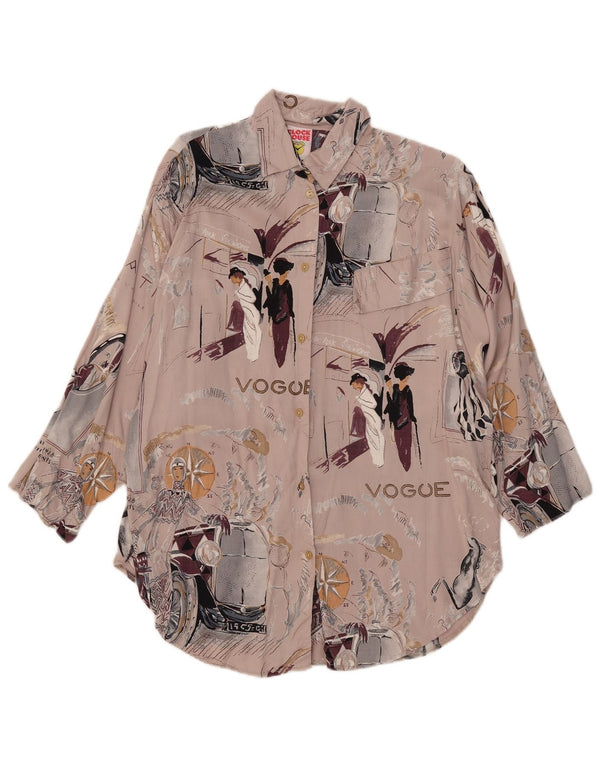 C&A Womens Clock House Grafisk Oversized skjortebluse UK 10 Small Beige