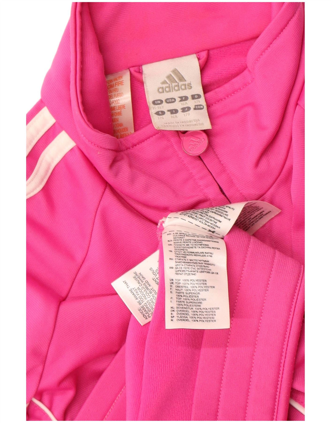 Adidas Girls Tracksuit Top Jacket 15-16 Years Pink Polyester