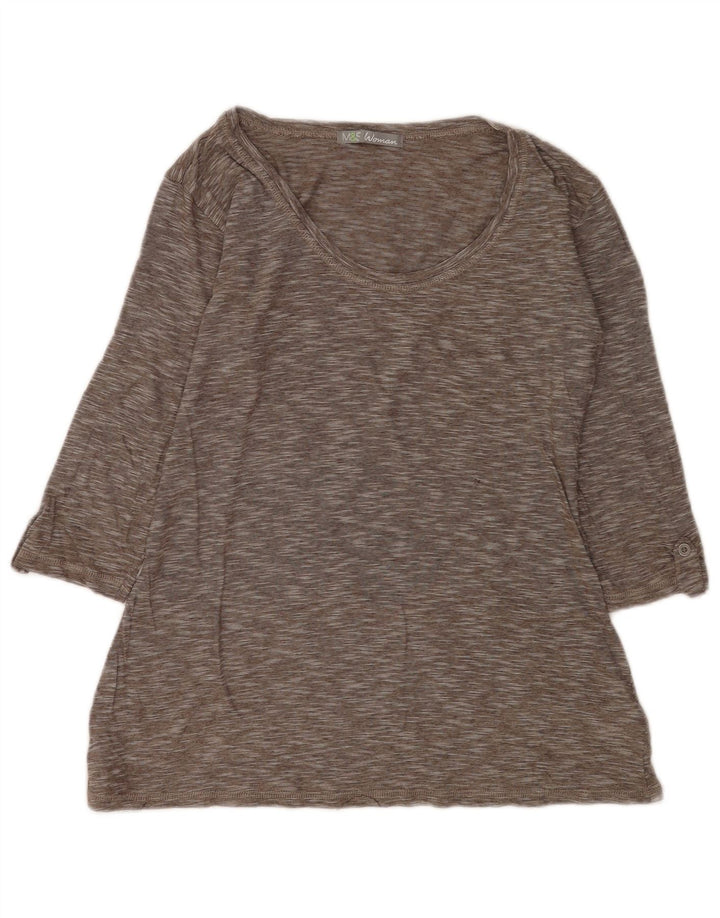Marks & Spencer Top da donna manica 3/4 UK 12 Cotone screziato grigio medio