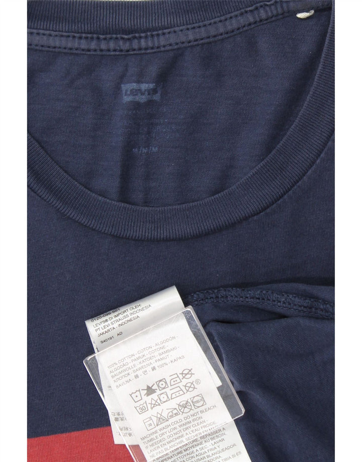 LEVI'S Mens Graphic T-Shirt Top Medium Navy Blue Cotton Vintage Levi's and Second-Hand Levi's from Messina Hembry 