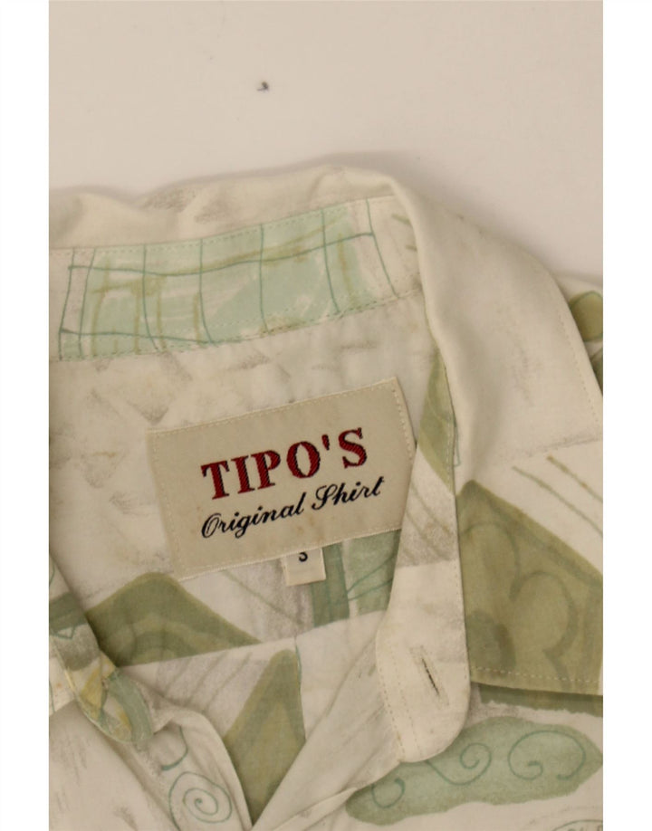 TIPO' S Mens Short Sleeve Shirt Small White Patchwork Vintage Tipo' S and Second-Hand Tipo' S from Messina Hembry 