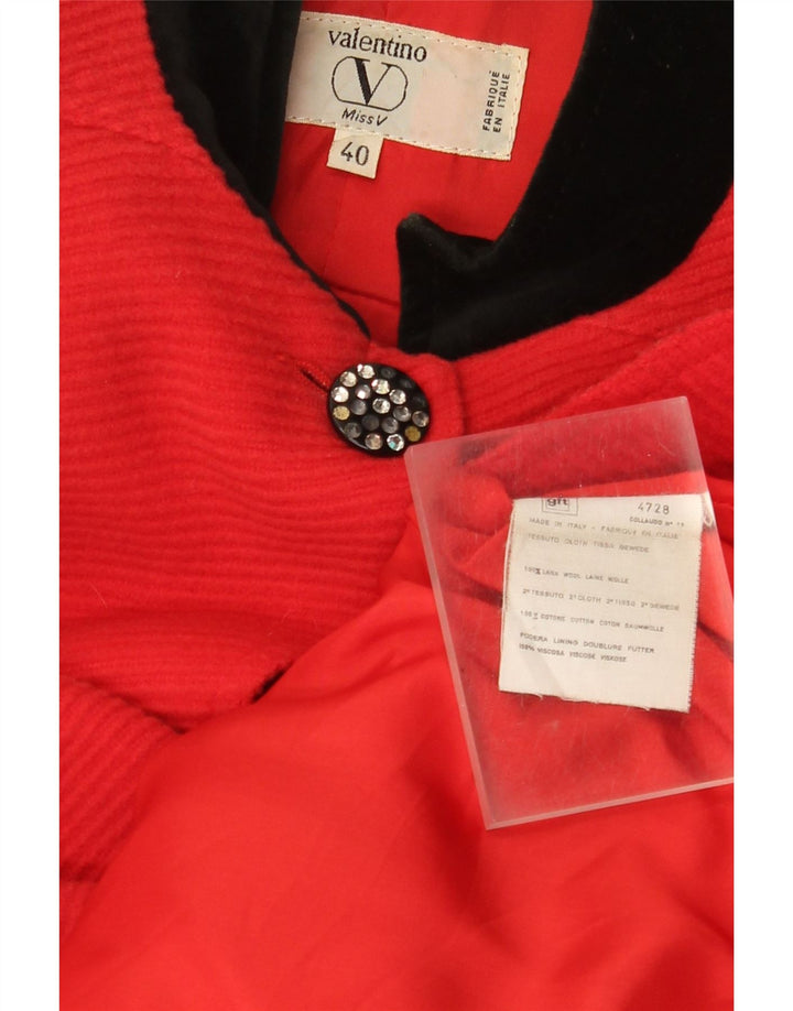 Valentino Dame Oversized Overfrakke IT 40 Lille Rød Colourblock Uld