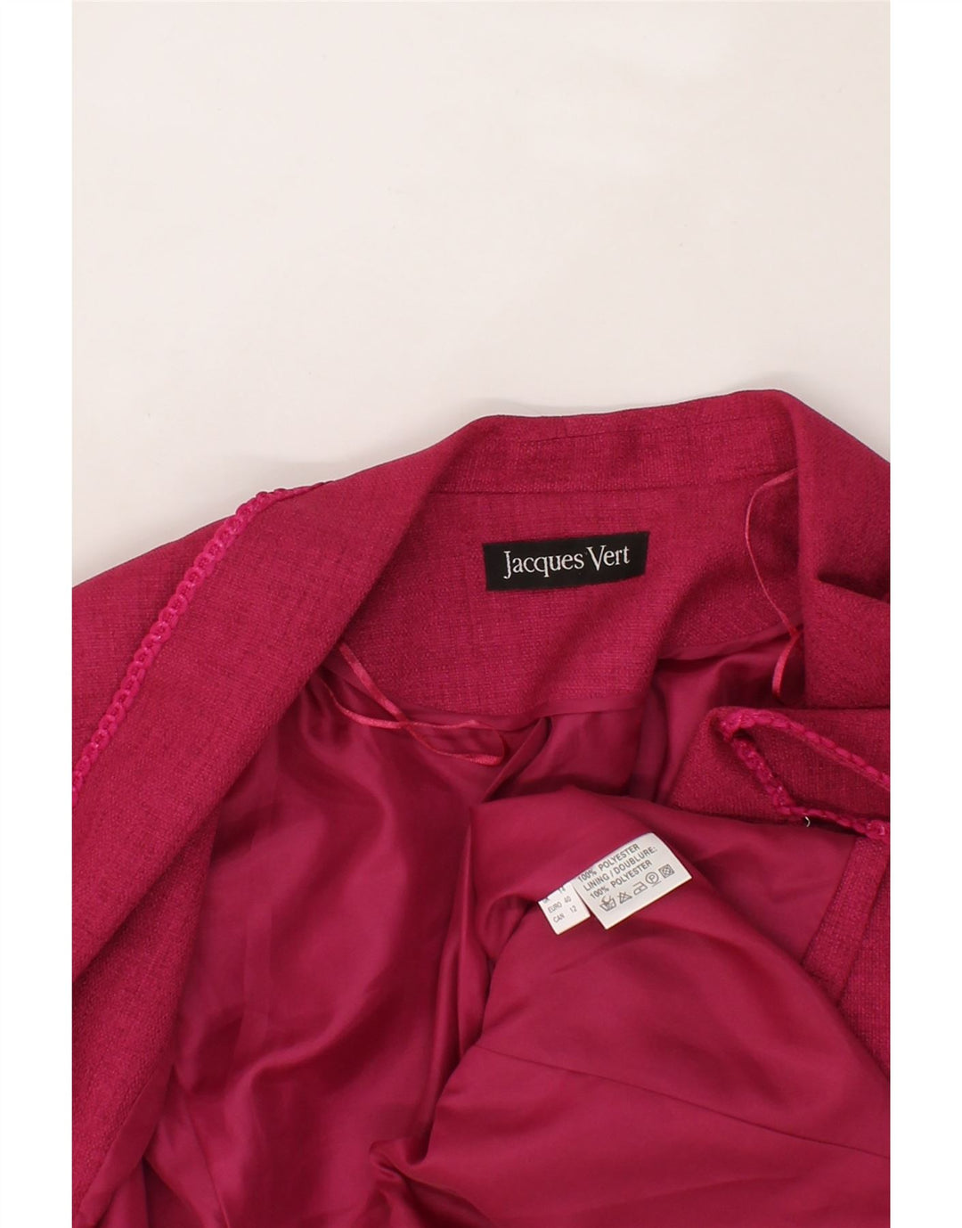 JACQUES VERT Womens Short Sleeve Blazer Jacket UK 14 Large Pink Polyester Vintage Jacques Vert and Second-Hand Jacques Vert from Messina Hembry 