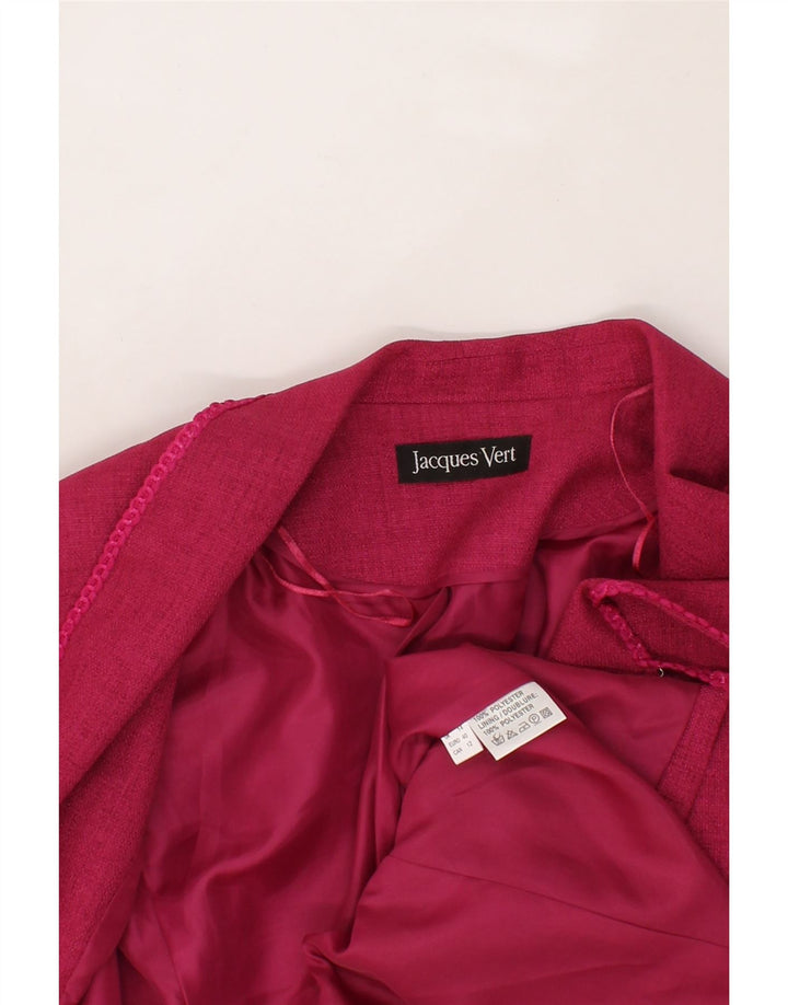JACQUES VERT Womens Short Sleeve Blazer Jacket UK 14 Large Pink Polyester Vintage Jacques Vert and Second-Hand Jacques Vert from Messina Hembry 