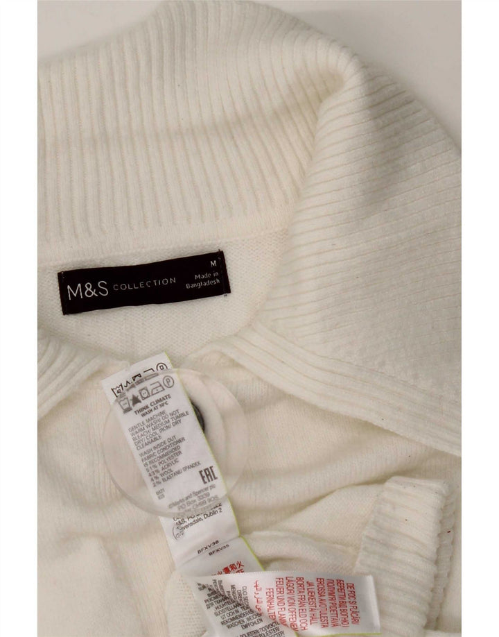 Marks & Spencer Womens Cardigan Sweater UK 14 Medium White Polyester