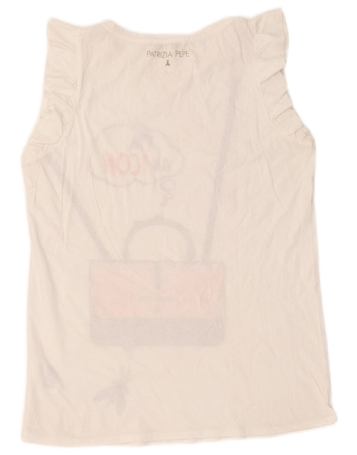Patrizia Pepe Womens Graphic Vest Top One Size White Cotton