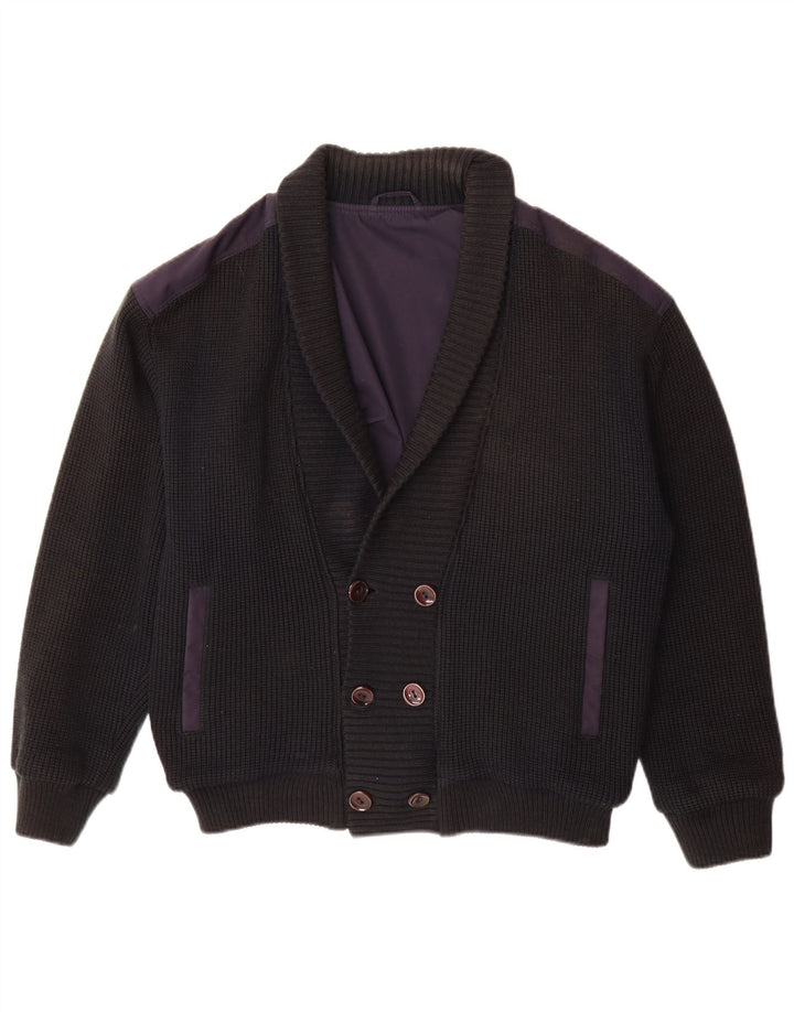 Vintage Mens Double Breasted Cardigan Sweater IT 48 Medium Navy Blue