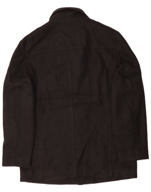 NAUTICA Mens Overcoat UK 40 Large Black Wool