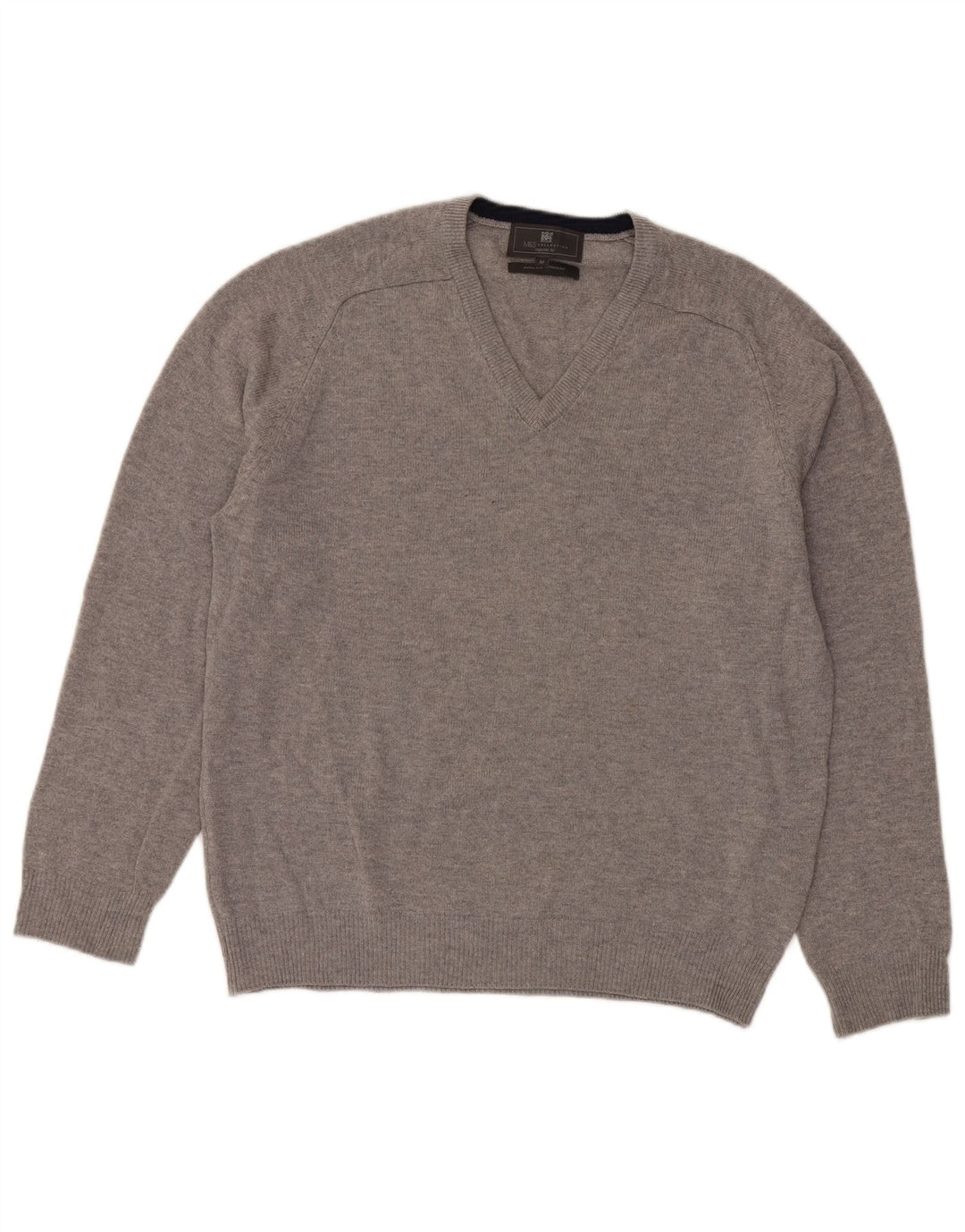 Marks & Spencer Mens Regular Fit V-Neck Jumper Sweater Medium Grey