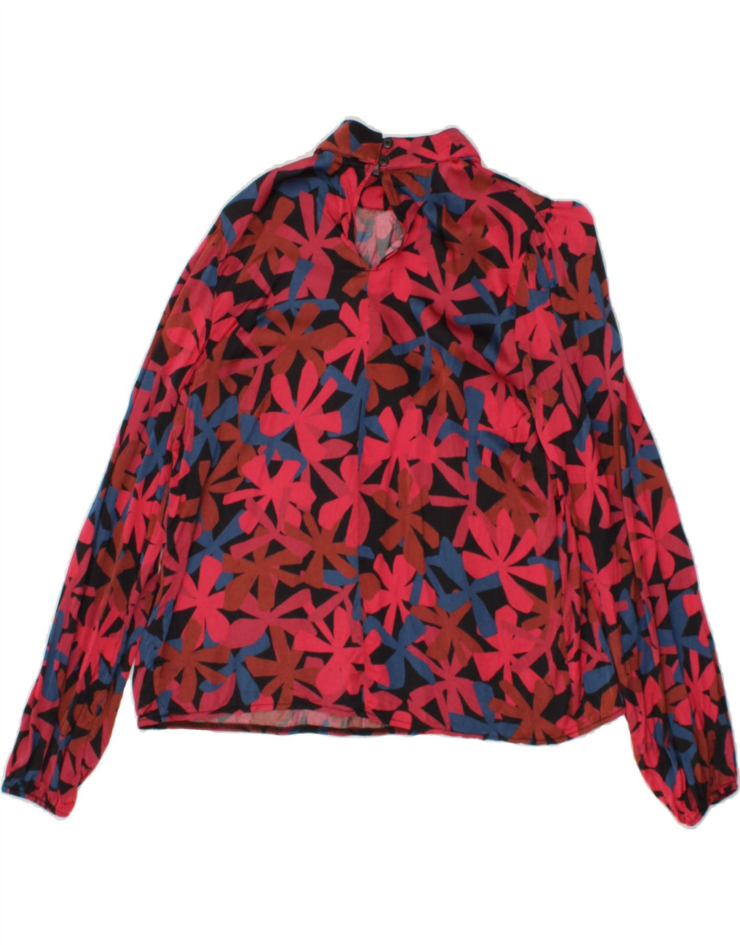 VINTAGE Womens Blouse Top UK 12 Medium Red Floral Vintage Vintage and Second-Hand Vintage from Messina Hembry 