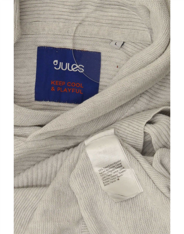 Jules Mens Shawl Neck Jumper Sweater Large Grey Cotton