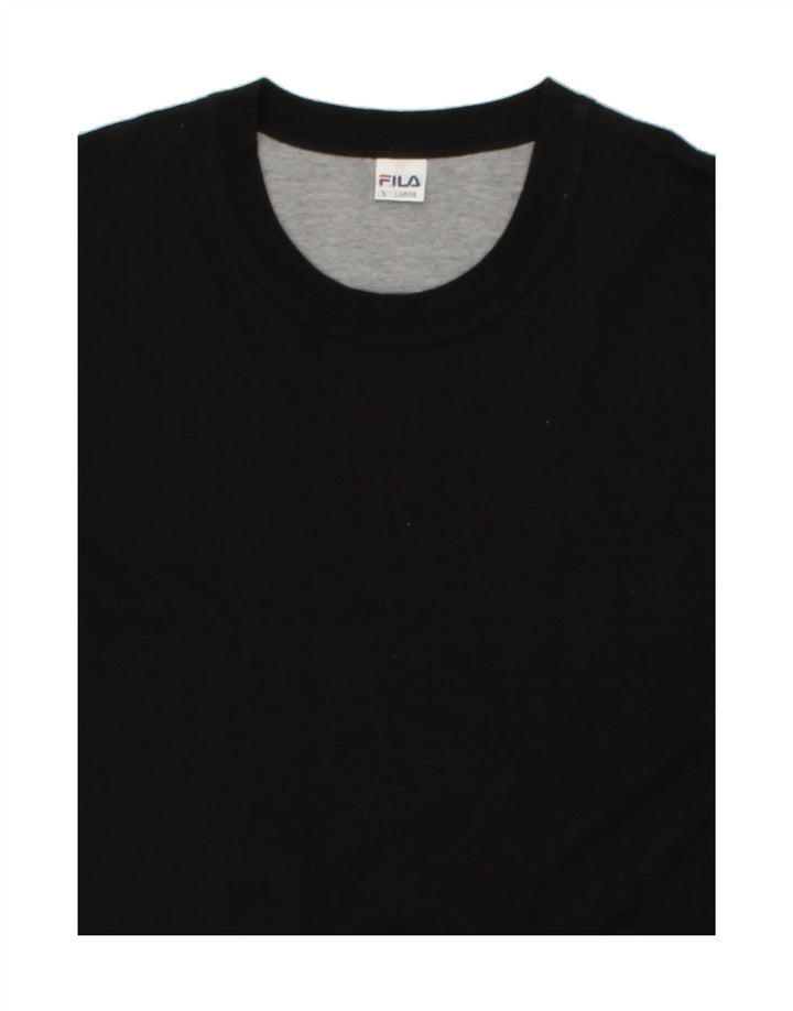 FILA Mens Graphic T-Shirt Top Large Black Cotton Vintage Fila and Second-Hand Fila from Messina Hembry 