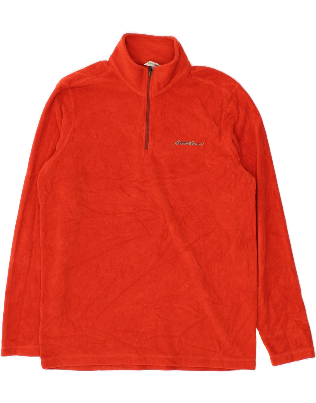 EDDIE BAUER Mens Zip Neck Fleece Jumper Medium Red Polyester Vintage Eddie Bauer and Second-Hand Eddie Bauer from Messina Hembry 