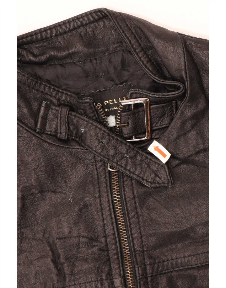 Vintage Damen Lederjacke UK 12 Medium Schwarz