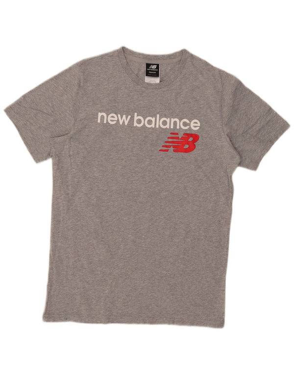 T-shirt grafica da uomo New Balance Top in cotone chiazzato grigio medio