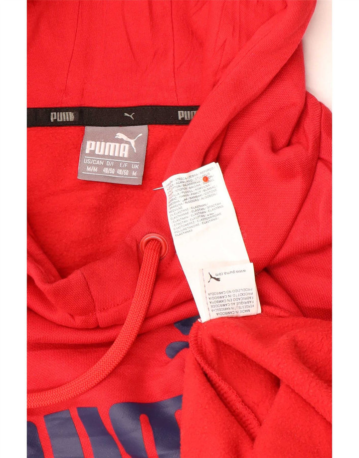 Puma Mens Graphic Hoodie Jumper Medium Red Cotton
