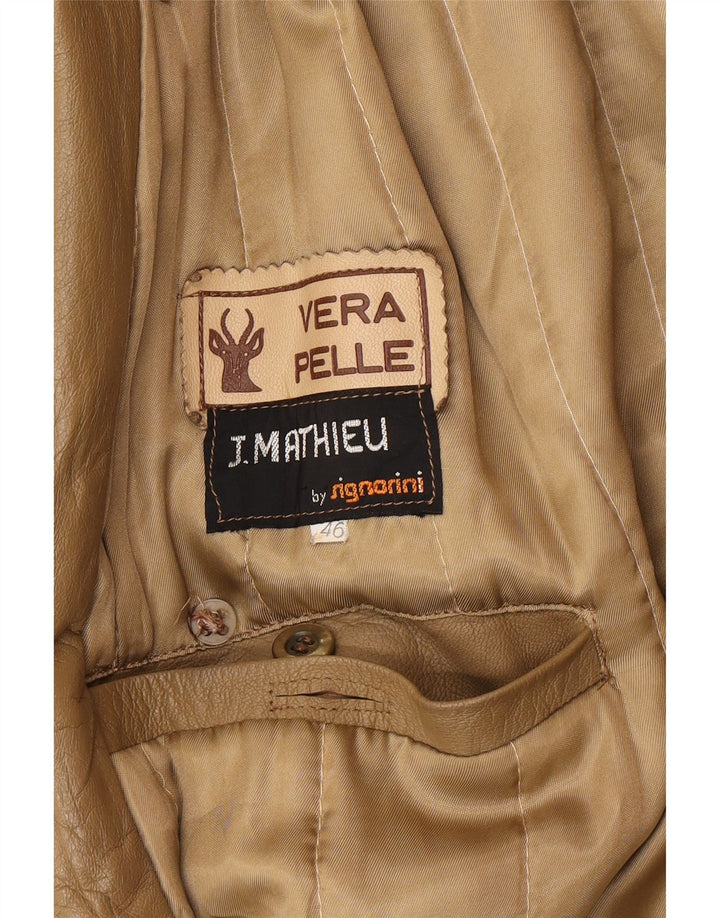 Vintage Mens Leather Trench Coat IT 46 Small Brown Leather