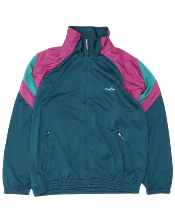 Ellesse Mens Tracksuit Top Jacket Large Blue Colourblock Polyester