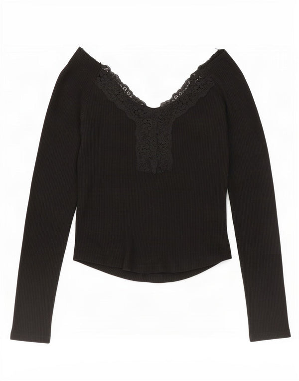 Zara Chemisier à épaules dénudées pour femme UK 12 Medium Noir Floral