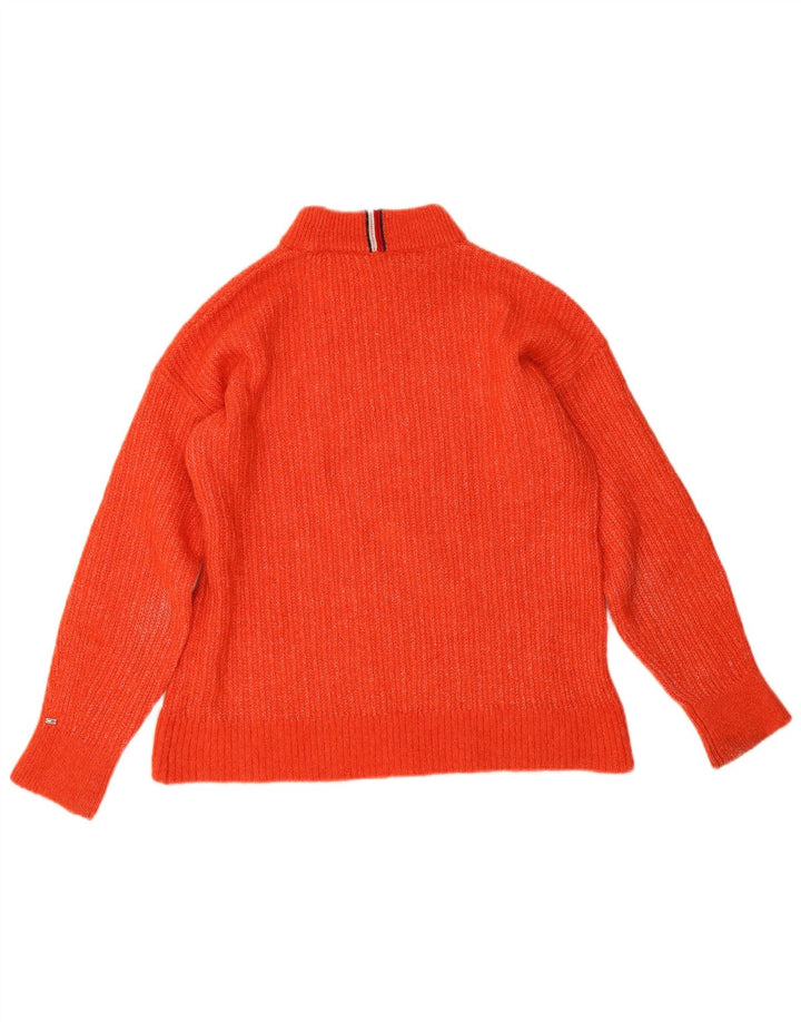 Tommy Hilfiger Womens Roll Neck Jumper Sweater UK 14 Medium Orange