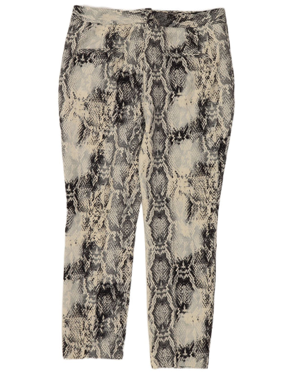 Zara Womens Slim Cropped Trousers Medium W28 L26 Blue Animal Print