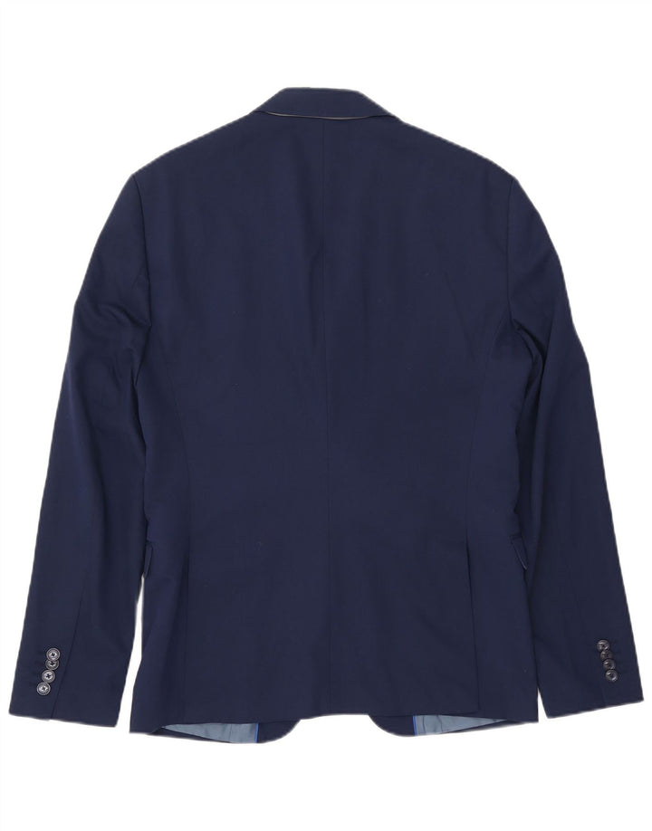ZARA Chaqueta tipo blazer de 2 botones para hombre EU 50 Medium Azul marino Viscosa