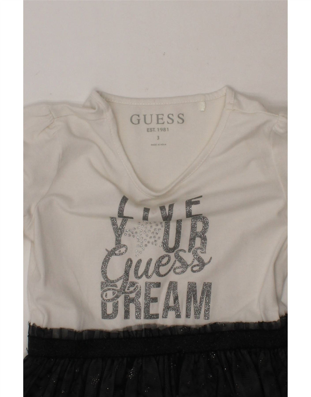 GUESS Girls Graphic Basic Dress 2-3 Years Black Colourblock Cotton Vintage Guess and Second-Hand Guess from Messina Hembry 
